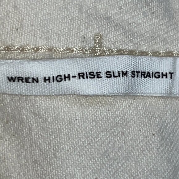 RAG & BONE WREN High-Rise Slim Straight Raw Hem Cropped Denim Jeans in Ecru - 31 - Picture 9 of 13